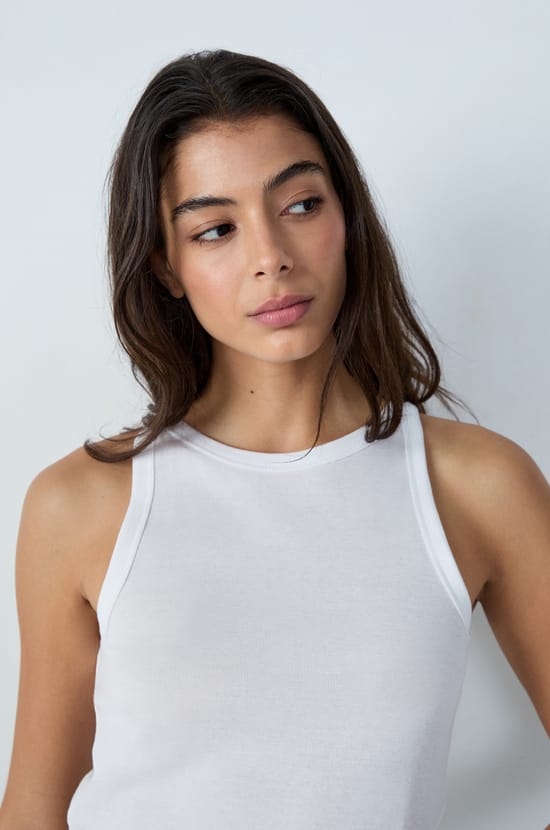 Ribbed Cotton Tank Top;${refinementColor}