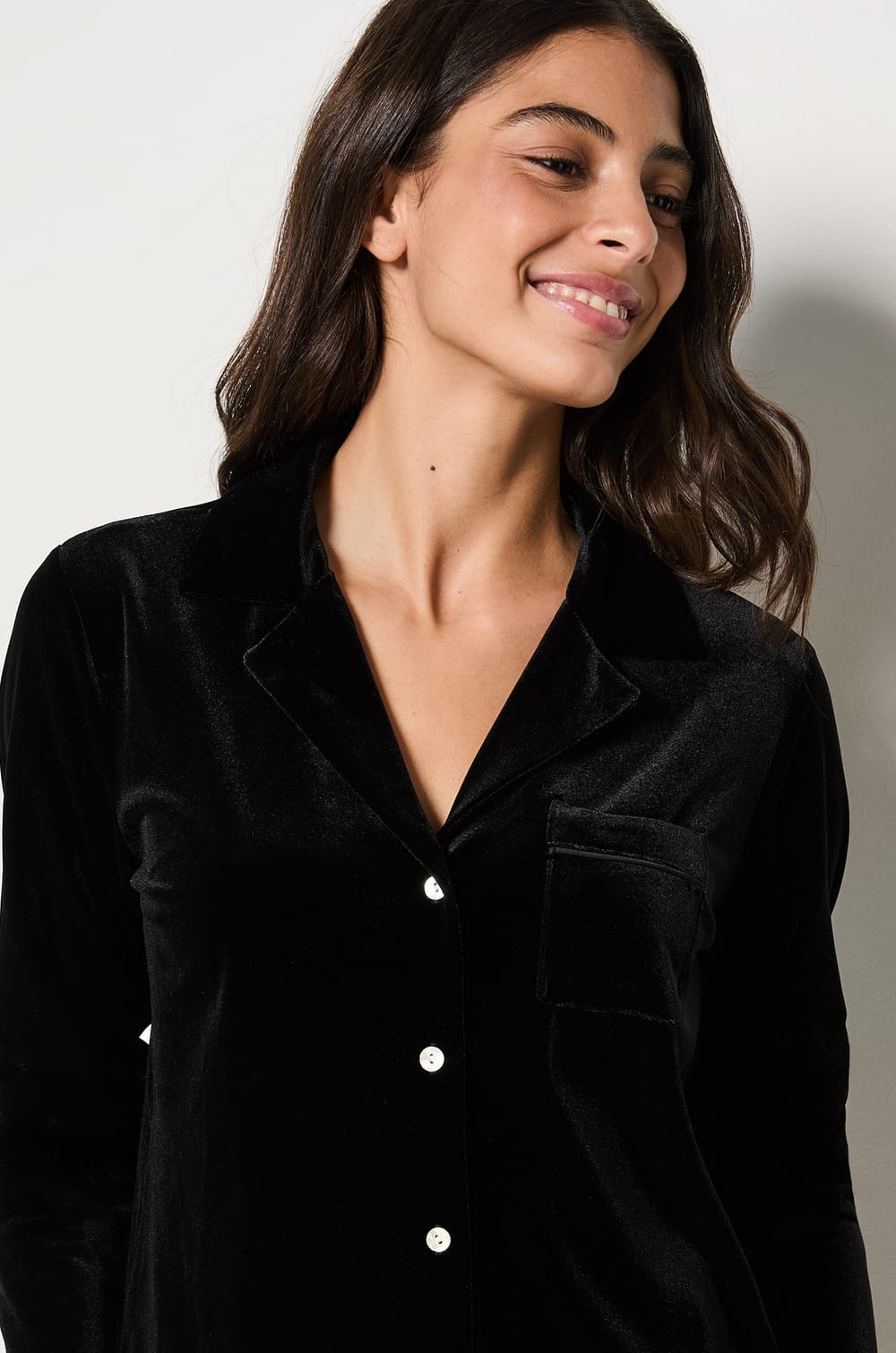 Chemise de pyjama en velours;${refinementColor}