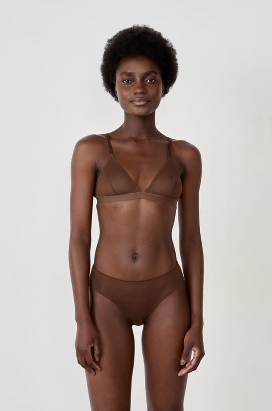 Wireless Triangle Bra in Tulle;${refinementColor}