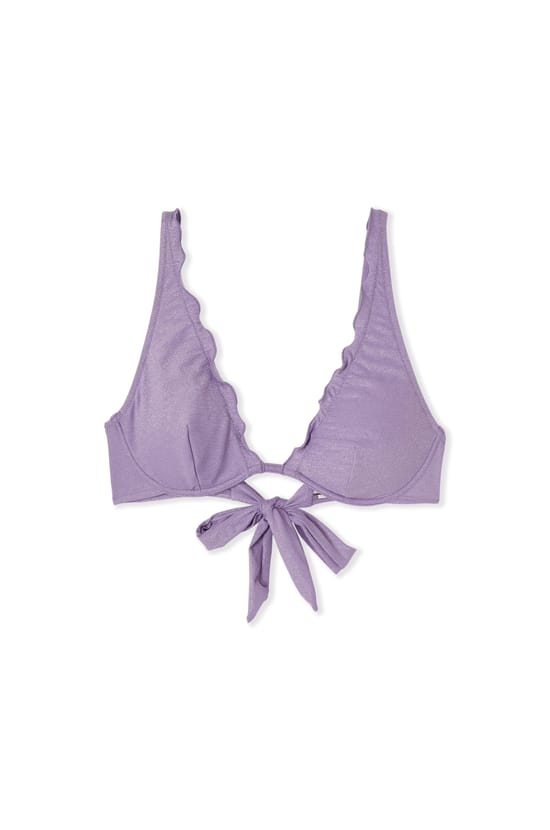 Sequined Triangle Bikini Top;${refinementColor}