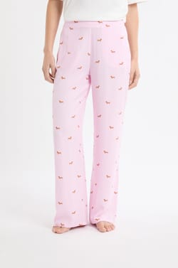 Pyjama-Hose mit Streifen und Dackel-Motiven;${refinementColor}