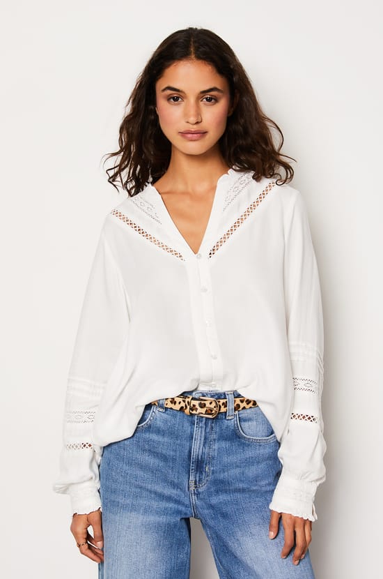 Chemise fluide boutonnée brodée;${refinementColor}