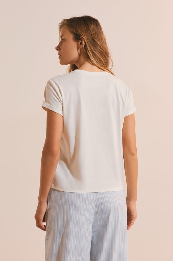 T-shirt de pyjama en coton &agrave; imprim&eacute; "un croissant s'il vous pla&icirc;t";${refinementColor}