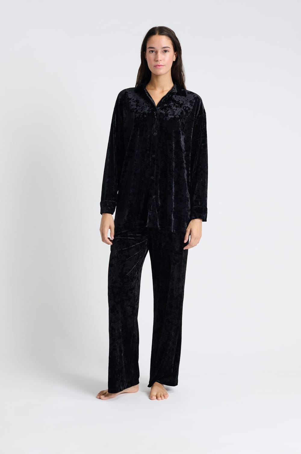 Velvet Pajama Shirt;${refinementColor}