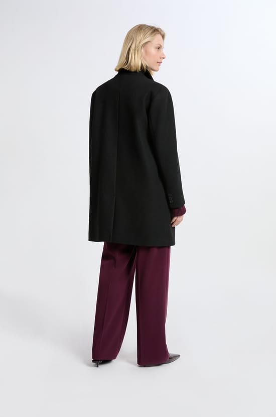 Short Straight-Cut Coat with Wool;${refinementColor}
