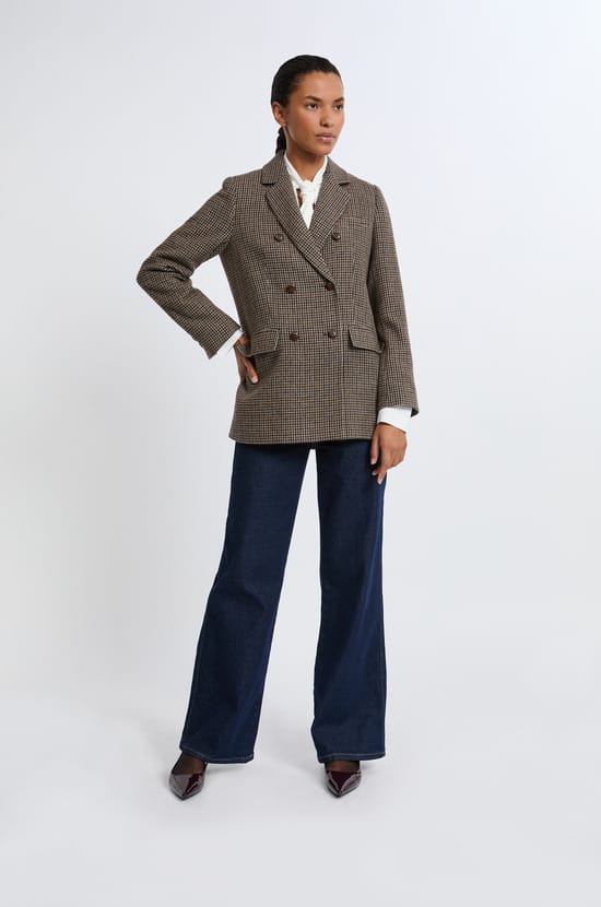 Veste blazer à carreaux;${refinementColor}