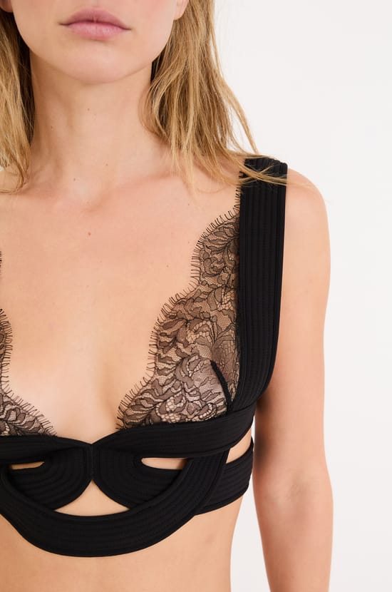 Soutien-gorge brassière bustier en dentelle;${refinementColor}