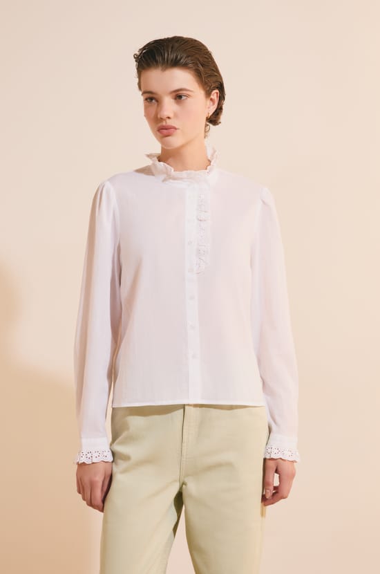 Chemise en coton avec broderie anglaise;${refinementColor}
