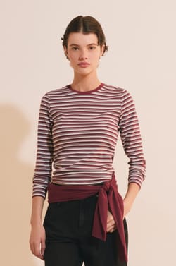 T-shirt &agrave; rayures en coton;${refinementColor}