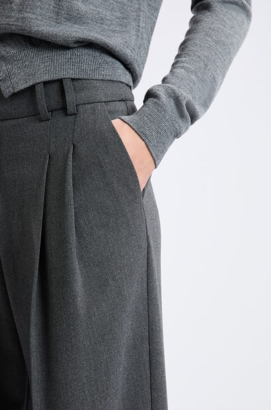 Wide-leg twill trousers;${refinementColor}