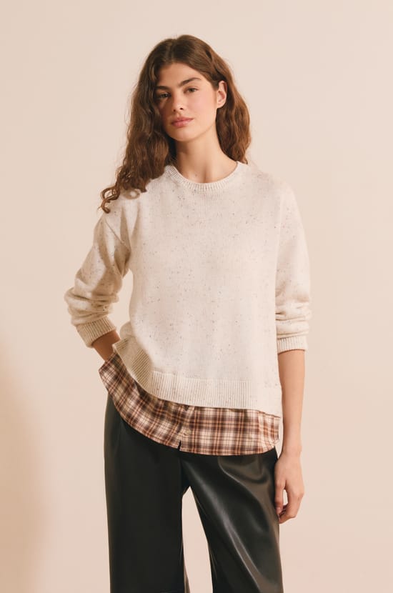 Pull chemise avec laine;${refinementColor}