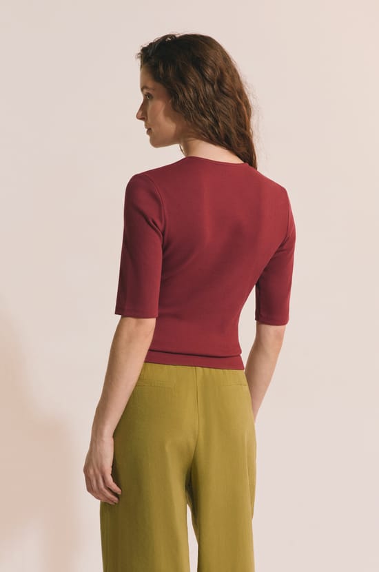 T-shirt manches 3/4 en coton;${refinementColor}