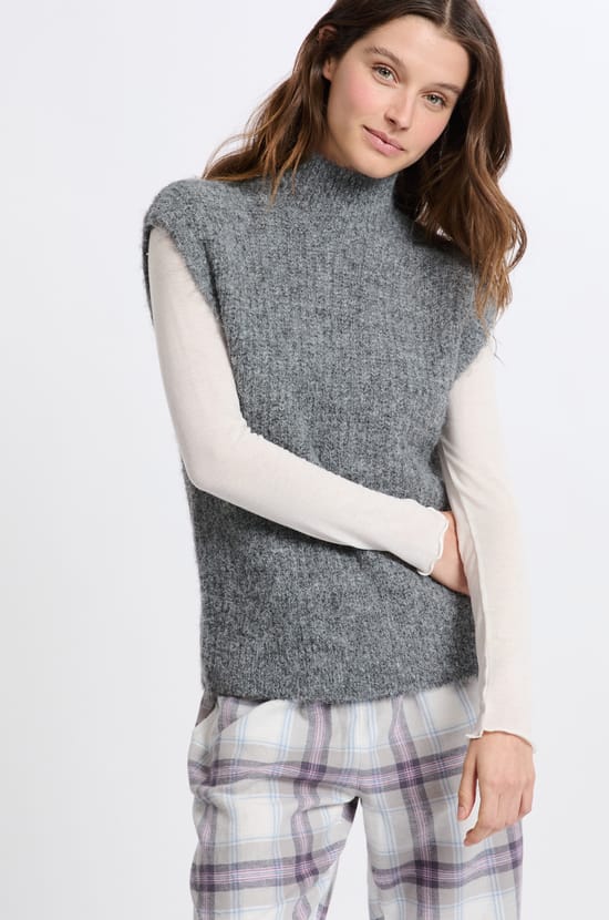 Pull sans manches col montant;${refinementColor}