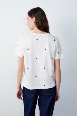 Heart print cotton T-shirt;${refinementColor}