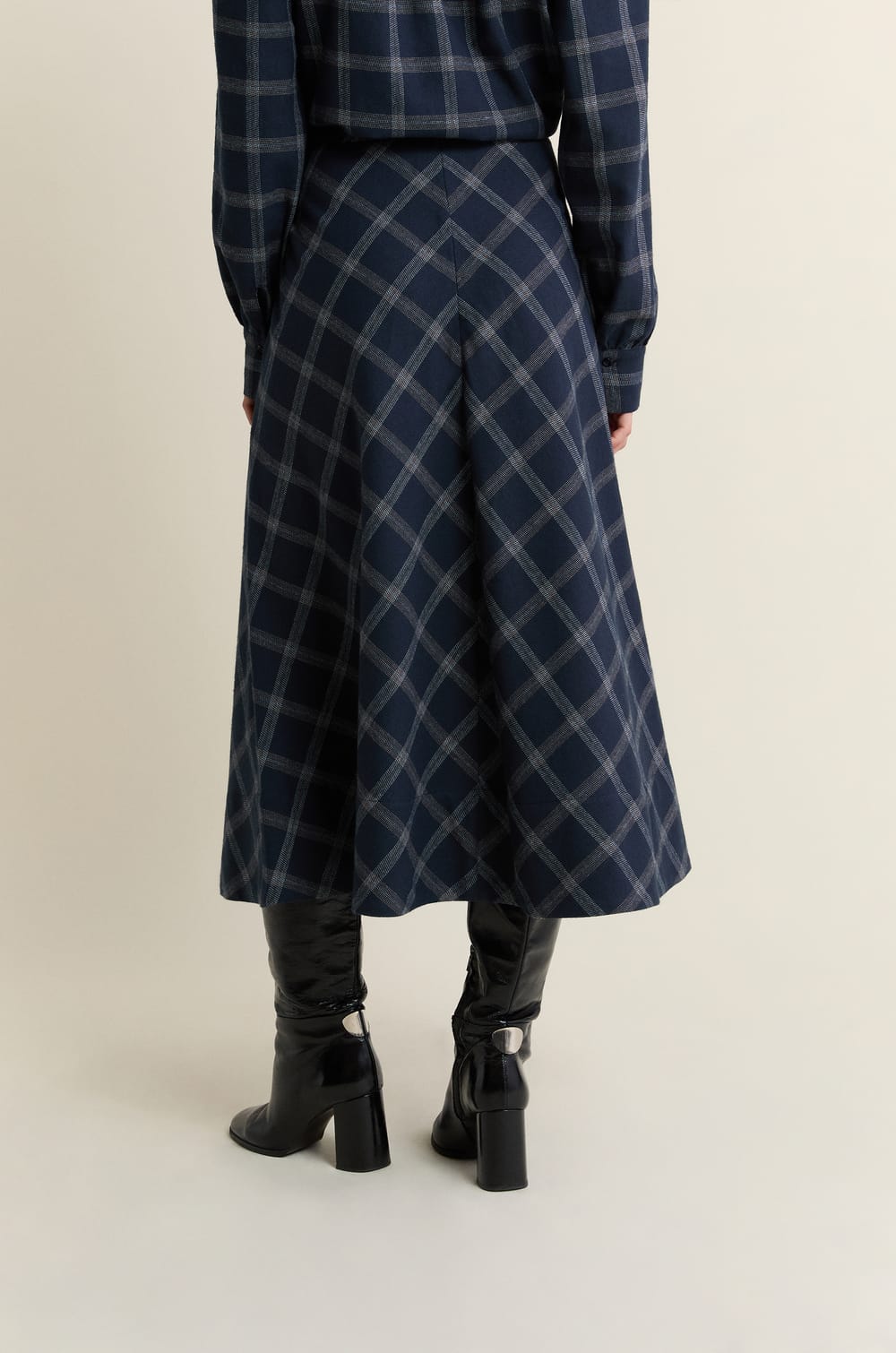 Jupe longue en coton &agrave; carreaux;${refinementColor}