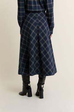 Jupe longue en coton &agrave; carreaux;${refinementColor}