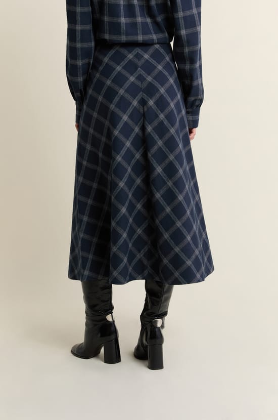 Jupe longue en coton &agrave; carreaux;${refinementColor}