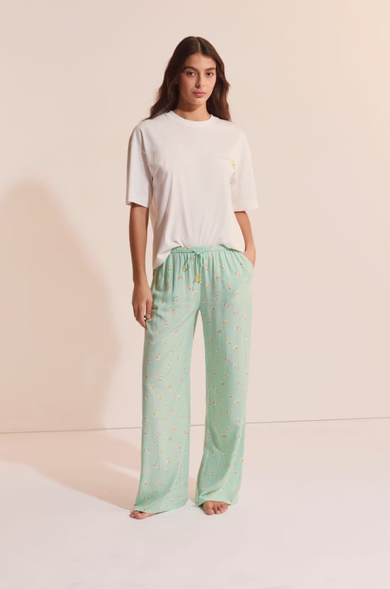 T-shirt de pyjama en coton avec illustration citron;${refinementColor}