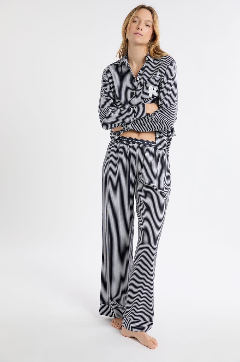 Striped Pyjama Trousers with Elasticated Waist;${refinementColor}