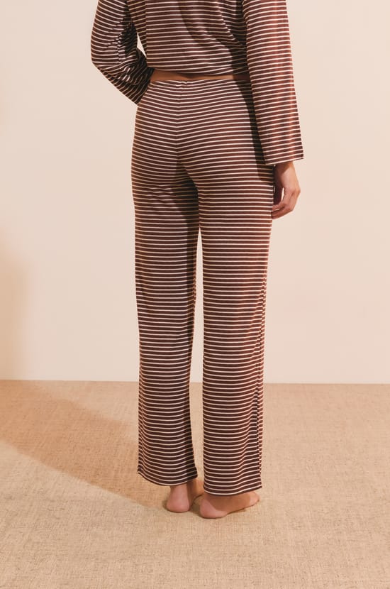 Pantalon de pyjama &agrave; rayures avec cordon de serrage;${refinementColor}