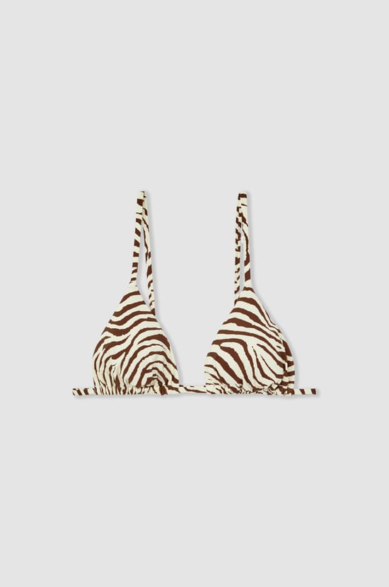 Zebra Print Triangle Bikini Top;${refinementColor}