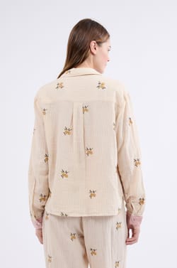 Cotton patterned pyjama shirt;${refinementColor}