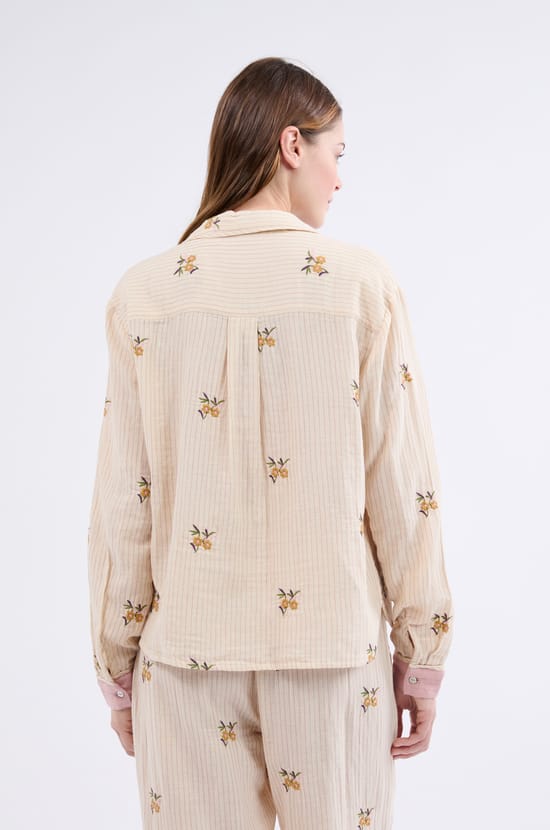 Cotton patterned pyjama shirt;${refinementColor}