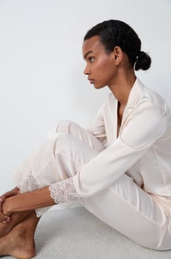 Satin Pajama Pants With Lace Details;${refinementColor}