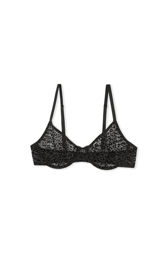 Soutien-gorge en tulle &agrave; motif l&eacute;opard;${refinementColor}