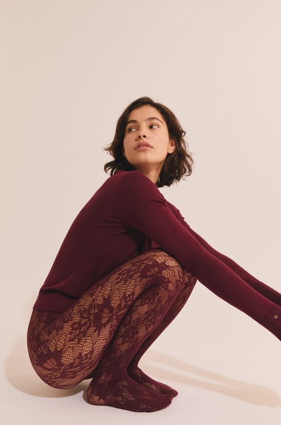 Collant transparent &agrave; motifs;${refinementColor}