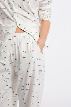 Pantalon de pyjama à motifs en coton;${refinementColor}