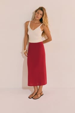 Jupe longue avec lin;${refinementColor}