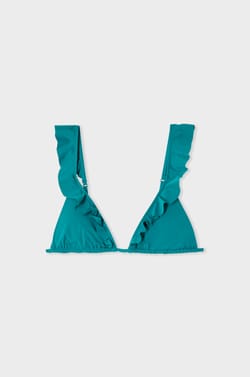 Bikini Top Triangle with Ruffles;${refinementColor}