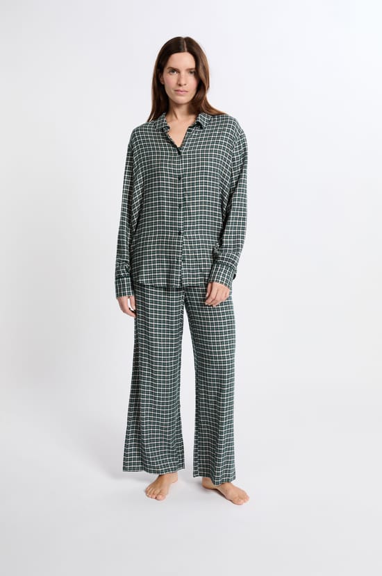 Koszula piżamowa w kratę;${refinementColor}