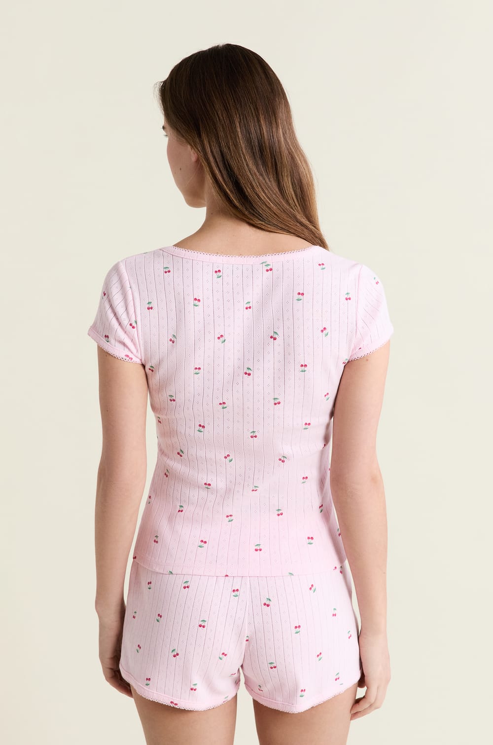 Camiseta de pijama estampada de algod&oacute;n punto el&aacute;stico;${refinementColor}