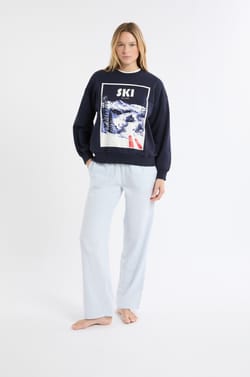 Sudadera de algodón con estampado de paisaje de esquí;${refinementColor}