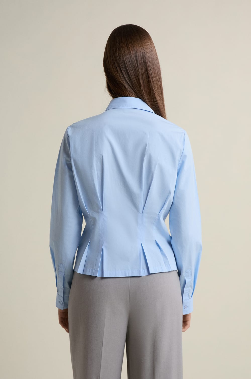Fitted Shirt with Flat Pleats;${refinementColor}