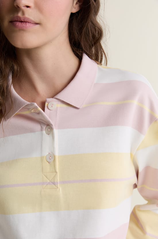 T-shirt manches longues col polo;${refinementColor}