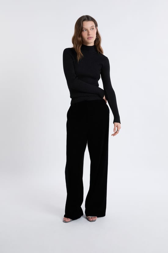 Pull en tricot irisé à col montant;${refinementColor}