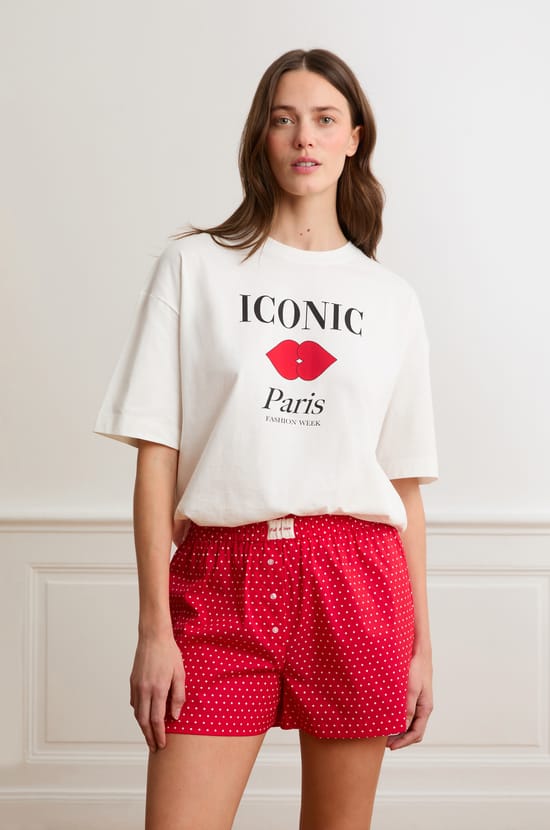 Short de pyjama &agrave; pois avec coton;${refinementColor}