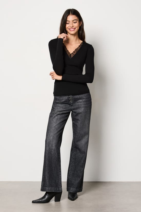 Long Sleeve Thermal Knit T-Shirt with Cashmere;${refinementColor}