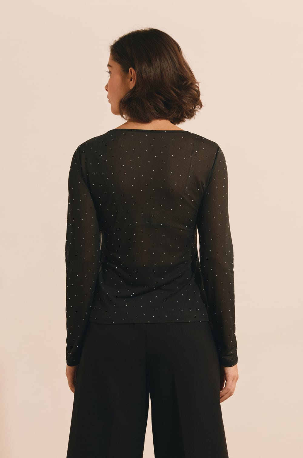 T-shirt manches longues transparent avec strass;${refinementColor}
