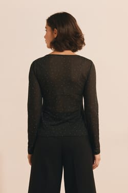 T-shirt manches longues transparent avec strass;${refinementColor}