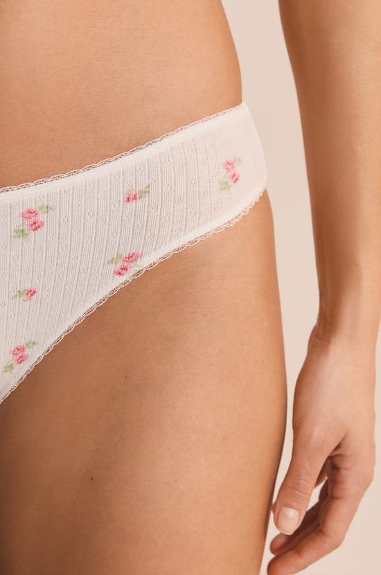Cotton Pointelle Briefs with Motifs;${refinementColor}