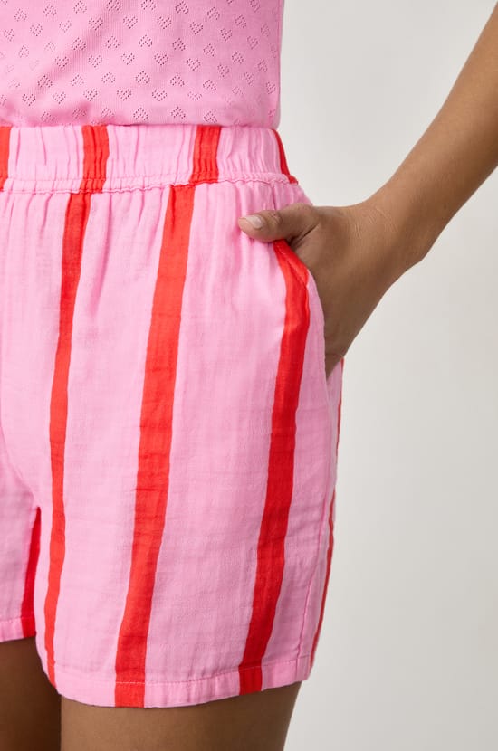 Cotton striped pyjama shorts;${refinementColor}