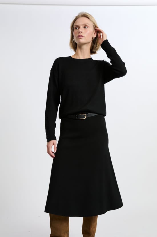 Jupe évasée en maille fine;${refinementColor}