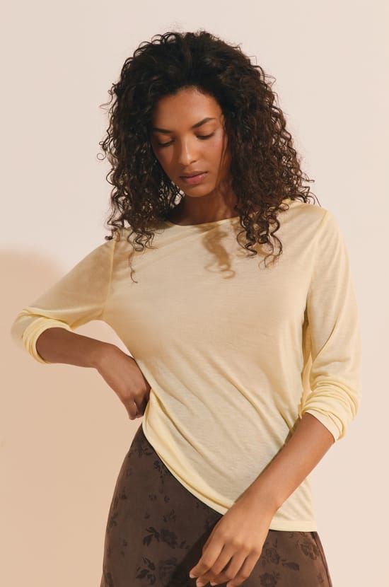 T-shirt col bateau manches longues;${refinementColor}