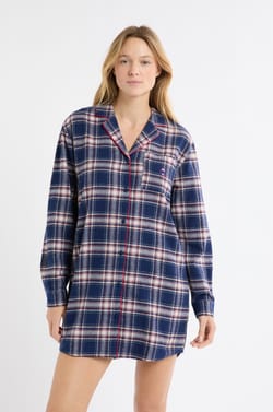 Checkered Cotton Nightshirt;${refinementColor}