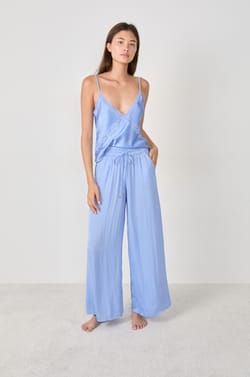 Satijnen pyjamabroek met wijde pijpen;${refinementColor}