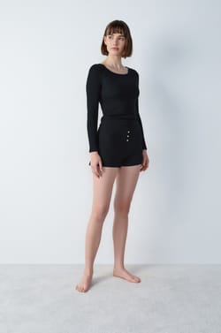Gerader Pyjama-Short aus Rippenbaumwolle;${refinementColor}